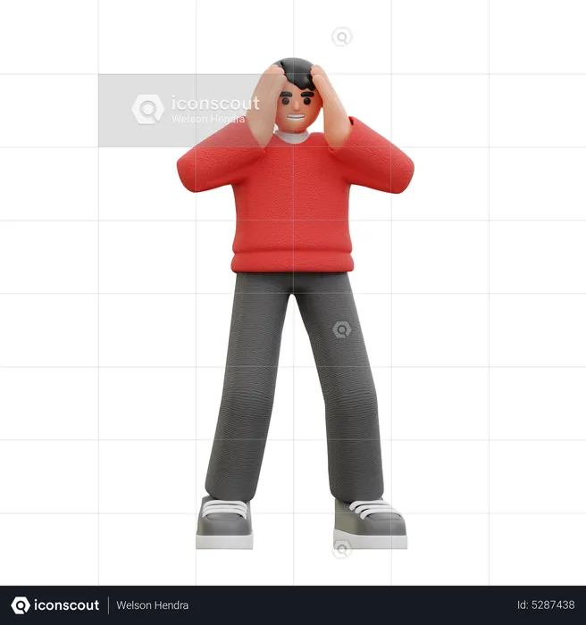 Homme confus pose  3D Icon