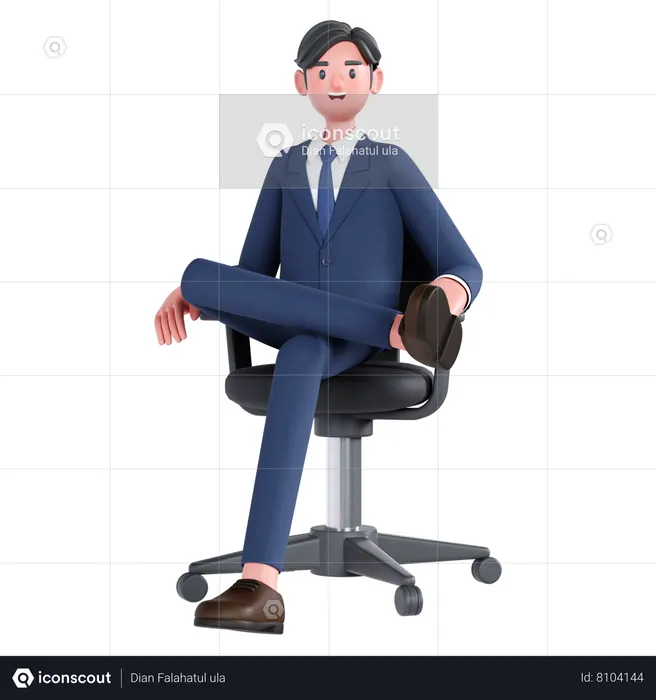 Homme d'affaires assis sur une chaise  3D Icon