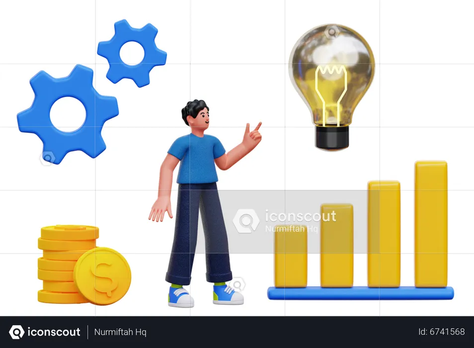 Homme d'affaires avec une idée créative  3D Illustration