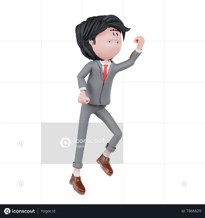 Homme d'affaires avec pose de saut  3D Illustration