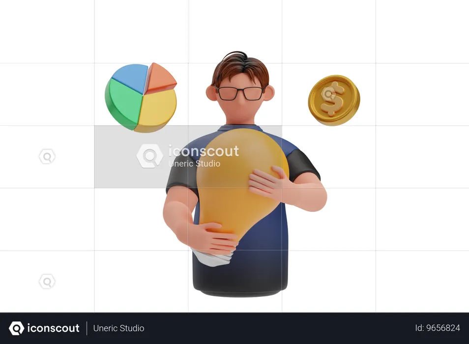 L'homme d'affaires a une idée créative  3D Illustration