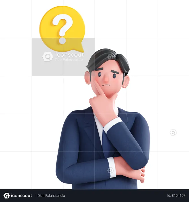 Homme d'affaires ayant une question  3D Icon
