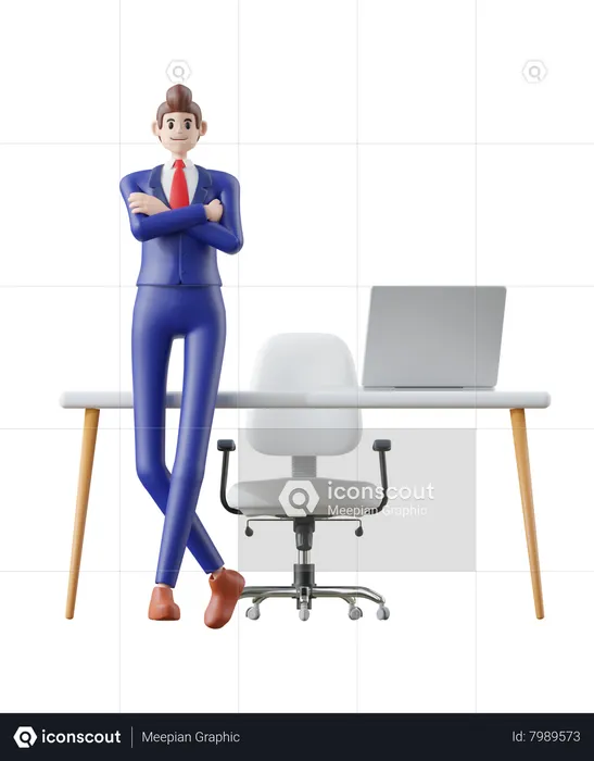 Homme d'affaires debout au bureau  3D Illustration