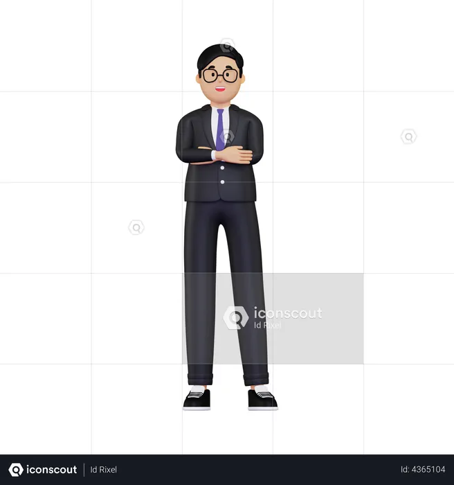 Homme d'affaires debout avec les mains jointes  3D Illustration