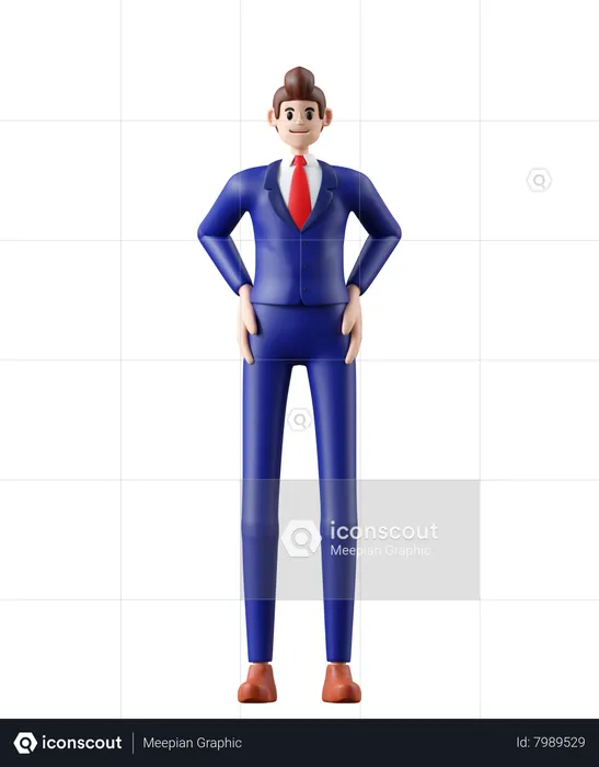 Poste debout d'homme d'affaires  3D Illustration