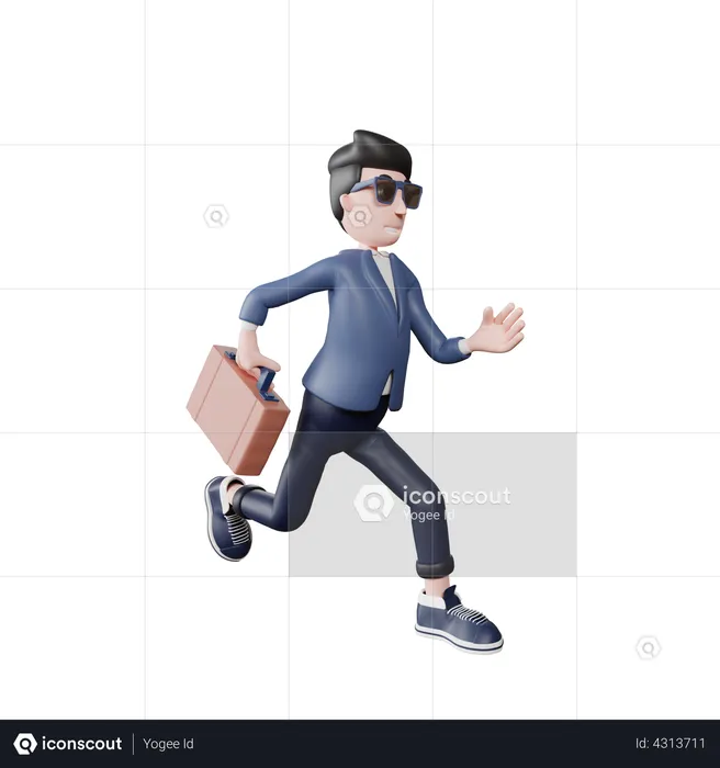 Homme d'affaires en retard au bureau  3D Illustration