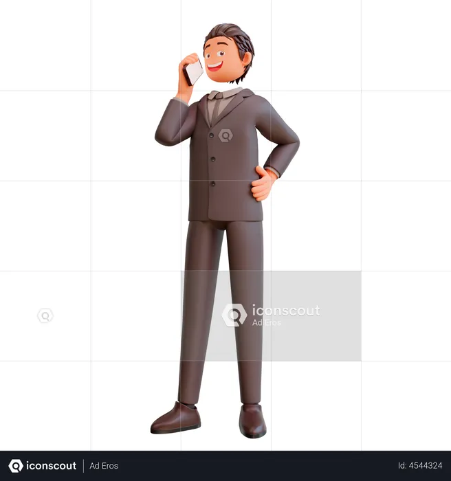 Homme d'affaires et téléphone portable  3D Illustration