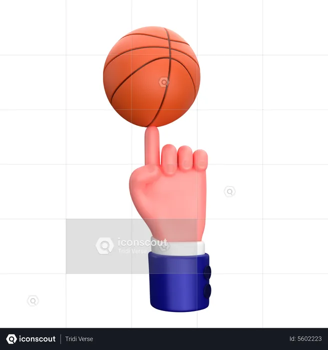 Homme d'affaires faisant tourner un ballon de basket sur son doigt signe de geste de la main  3D Icon