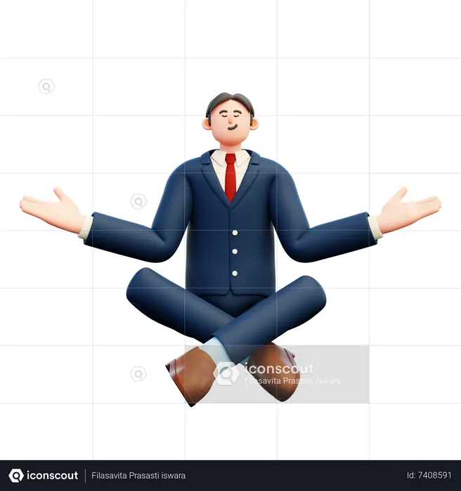 Homme d'affaires faisant de la méditation  3D Illustration