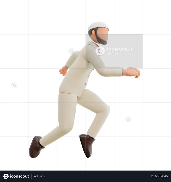 Homme d'affaires islamique en cours d'exécution  3D Illustration