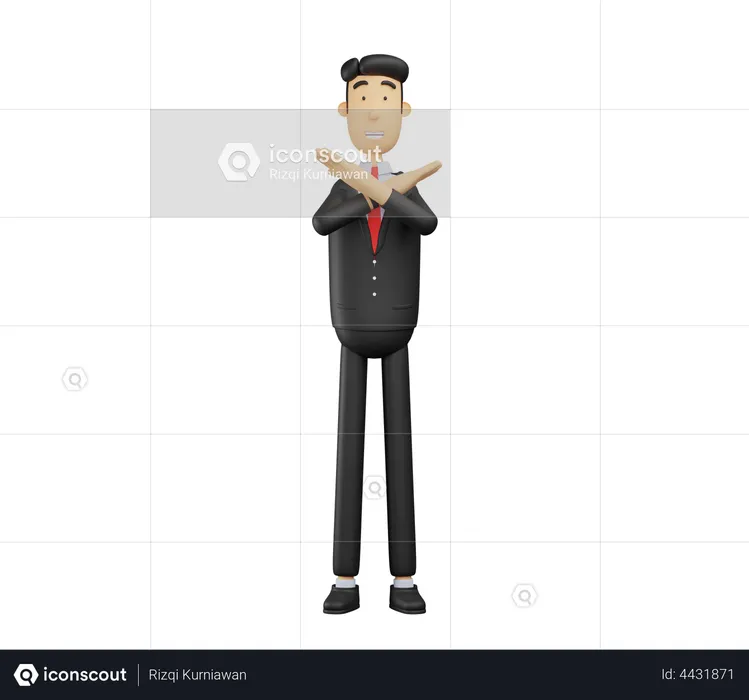 Homme d'affaires montrant un signe de croix  3D Illustration