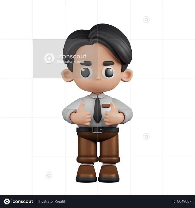 Homme affaires, projection, pouces haut  3D Icon
