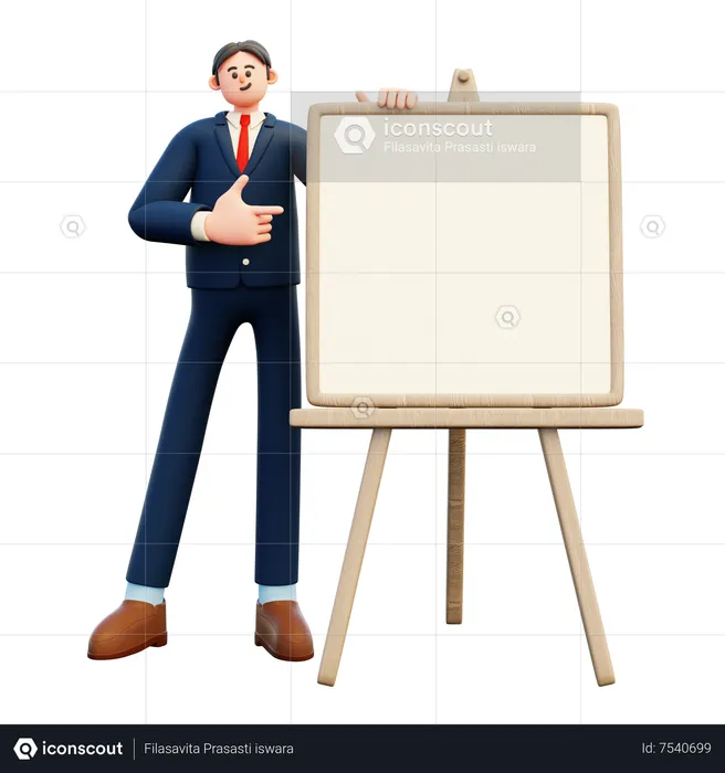 Homme d'affaires montrant le tableau de présentation  3D Illustration