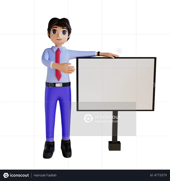 Homme d'affaires présentant  3D Illustration