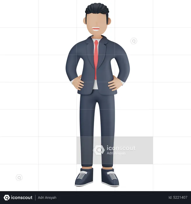 Homme d'affaires souriant  3D Illustration