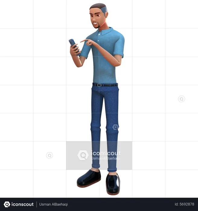 Homme d'affaires utilisant un mobile et regardant sur mobile  3D Illustration