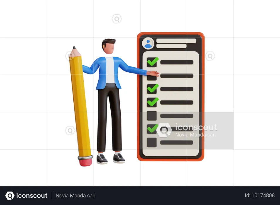 Homme d'affaires vérifiant les performances des employés  3D Illustration