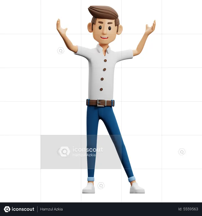 Homme en pose de victoire  3D Illustration