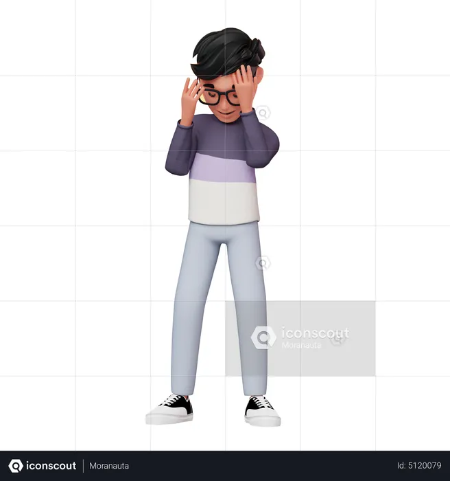 Homme dans une pose confuse  3D Illustration