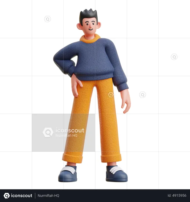 Homme debout avec une main sur la taille  3D Illustration