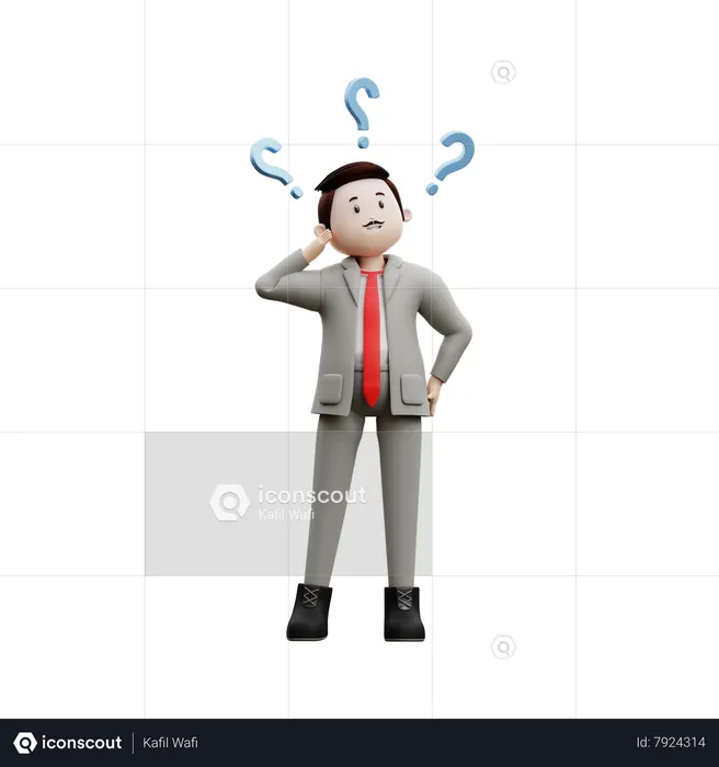 Homme debout et posant des questions  3D Illustration