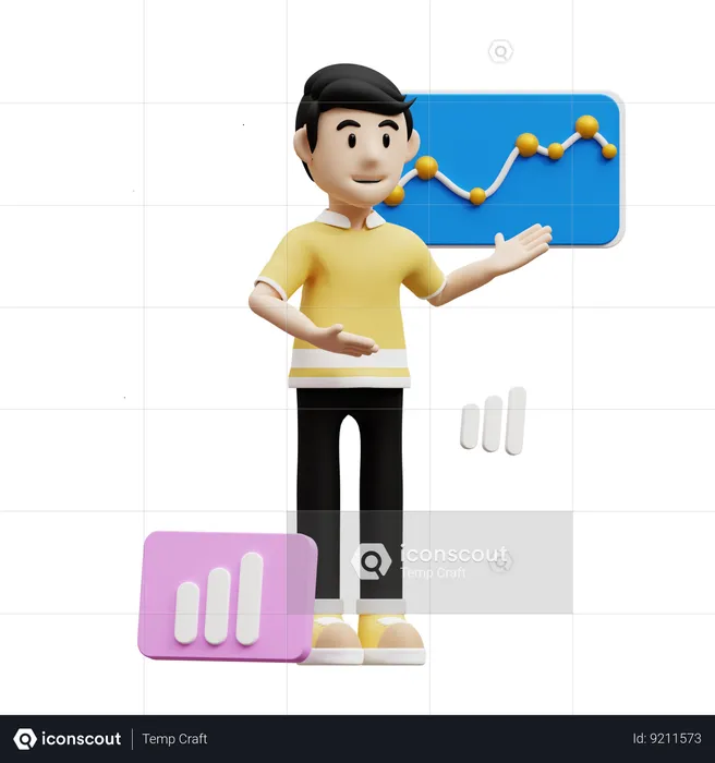 Homme faisant une présentation  3D Illustration