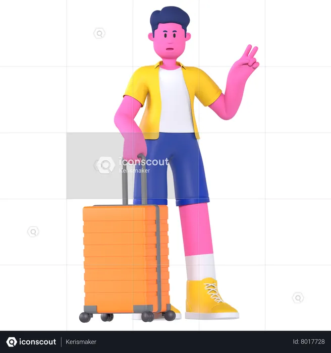 Homme donnant une pose cool prêt pour les vacances  3D Illustration