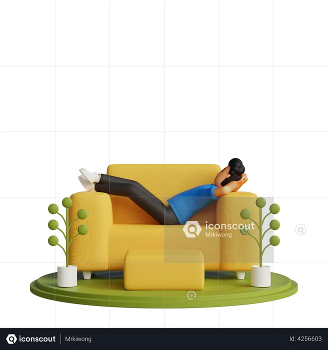 Homme qui dort sur une chaise  3D Illustration