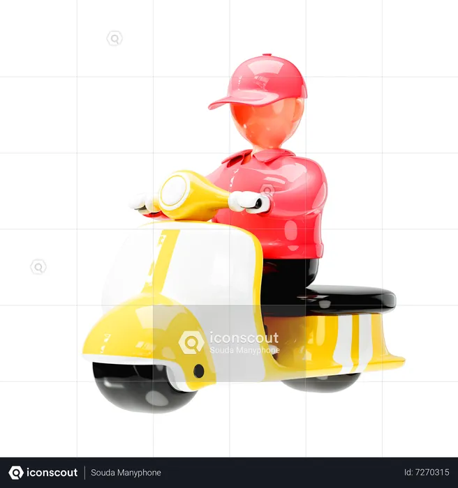 Homme chevauchant un scooter  3D Icon