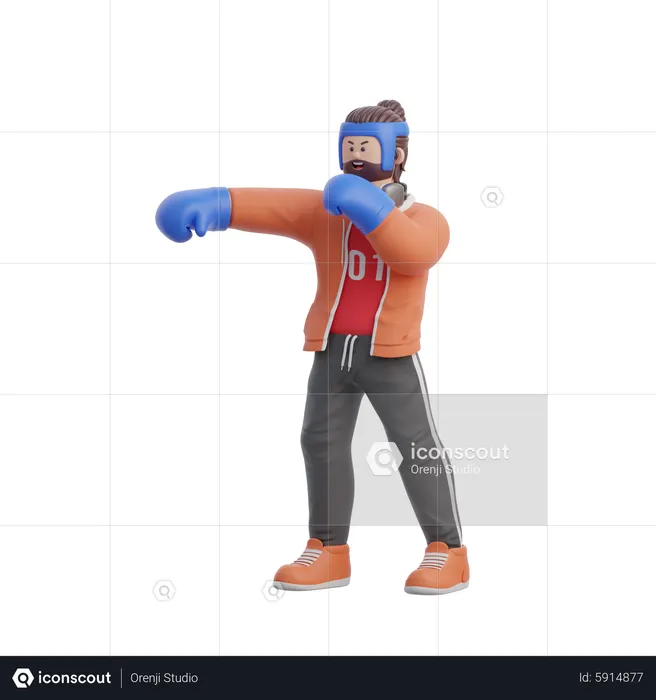 Homme faisant de la boxe  3D Illustration