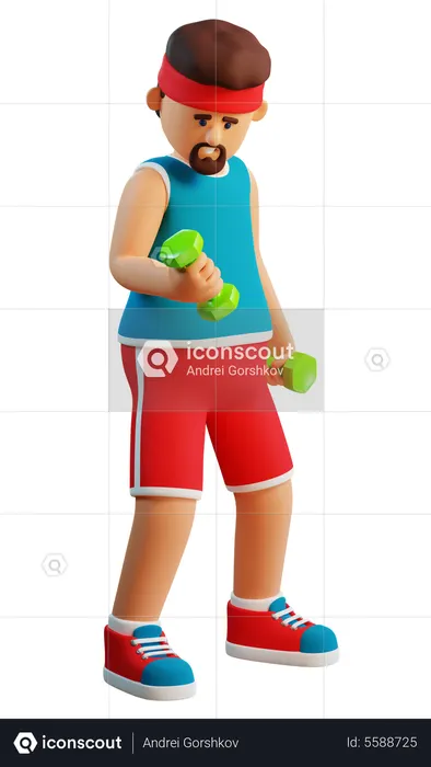 Homme faisant de l'exercice pour les biceps  3D Icon