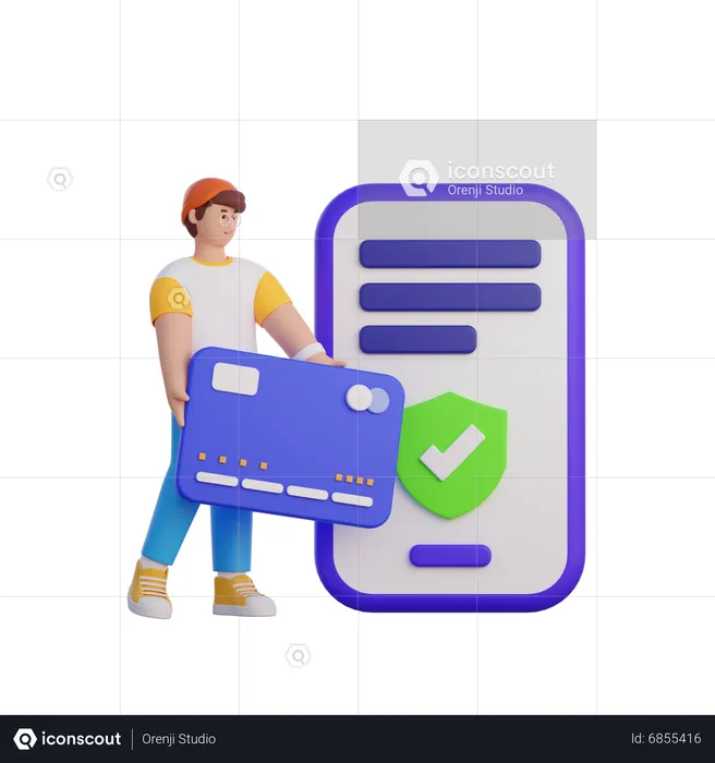 Homme effectuant un paiement en ligne  3D Illustration