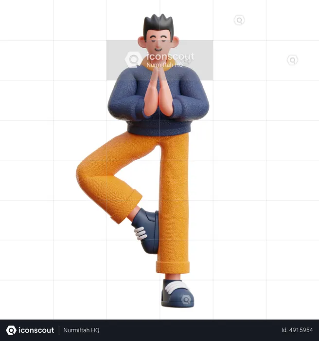 Homme faisant du yoga  3D Illustration