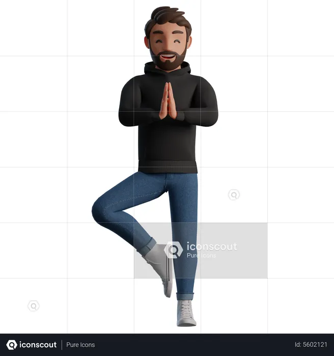 Homme faisant du yoga  3D Illustration