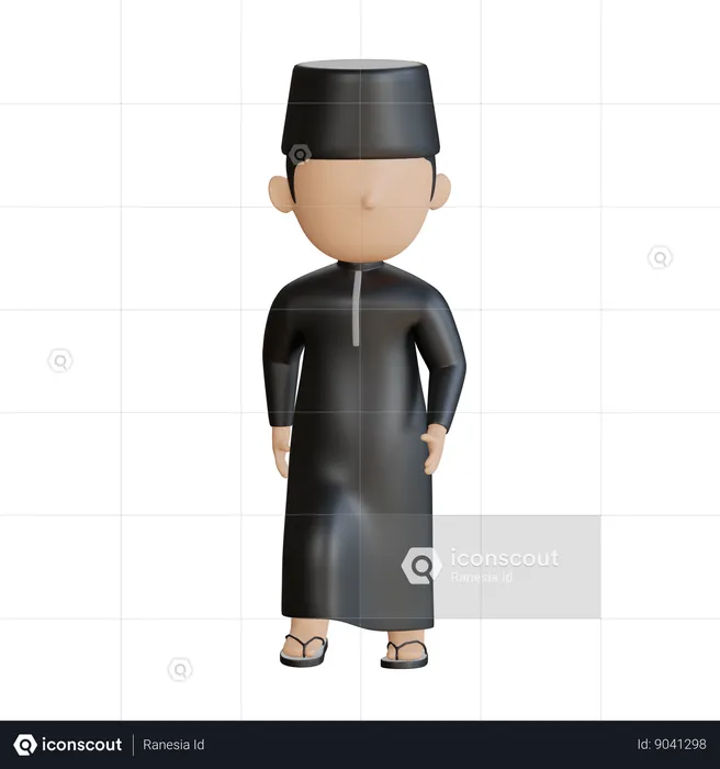 Homme islamique donnant une pose debout  3D Illustration