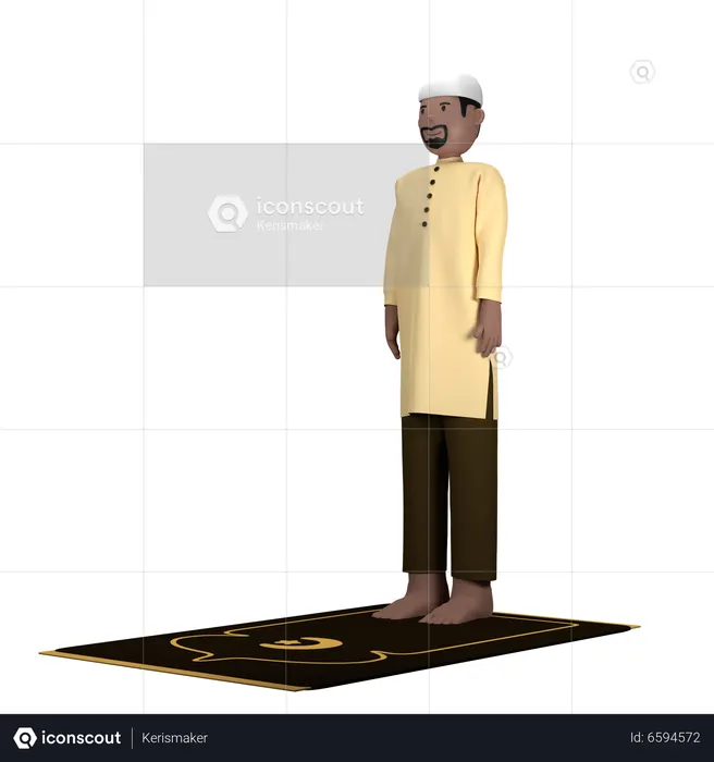 Homme islamique en pose de sobriété  3D Icon