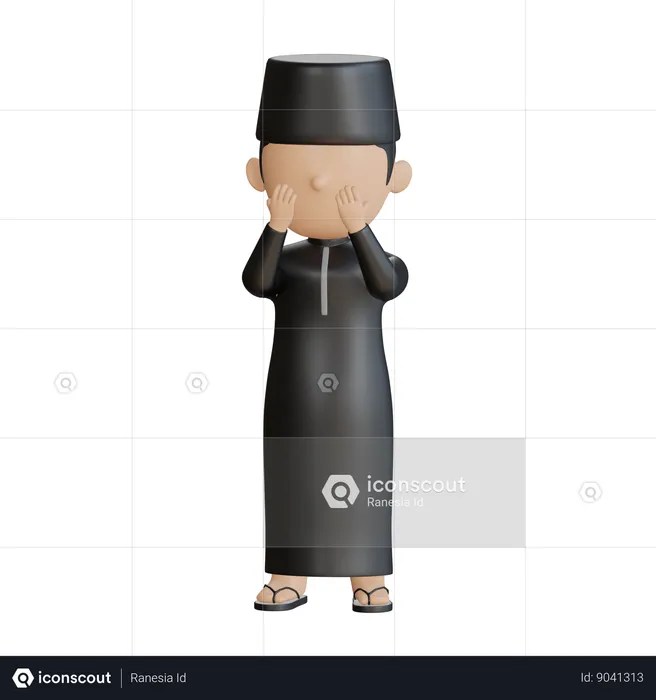 Homme islamique faisant la prière  3D Illustration