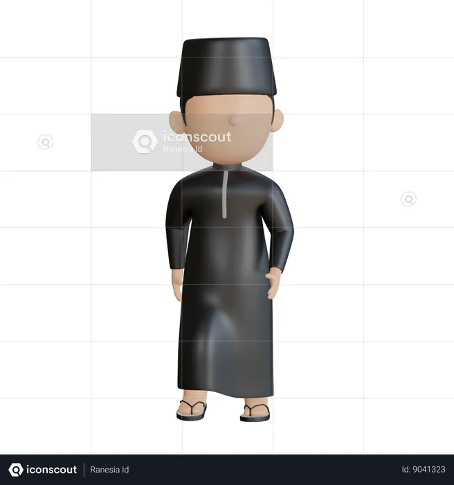 Homme islamique marchant  3D Illustration