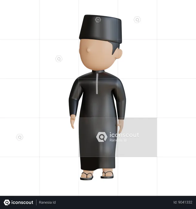 Homme islamique marchant  3D Illustration