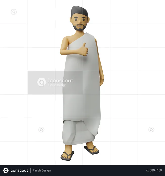 Homme islamique montrant le pouce vers le haut  3D Illustration