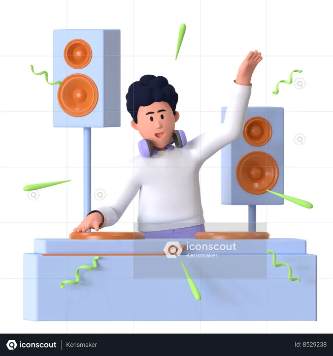 Homme jouant de la musique sur Disc Jockey  3D Icon