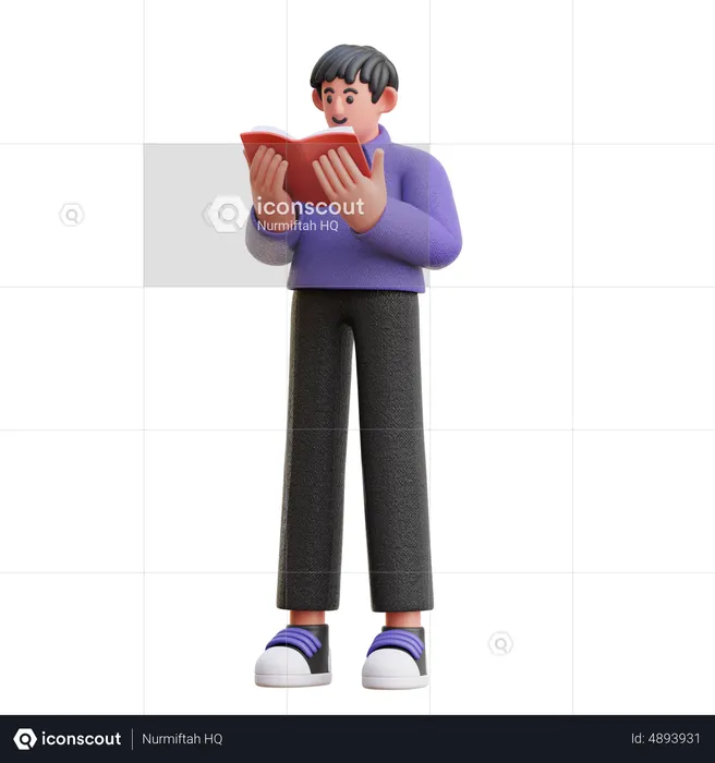 Homme lisant un livre  3D Illustration