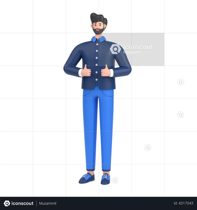 Homme montrant comme un geste de la main  3D Icon