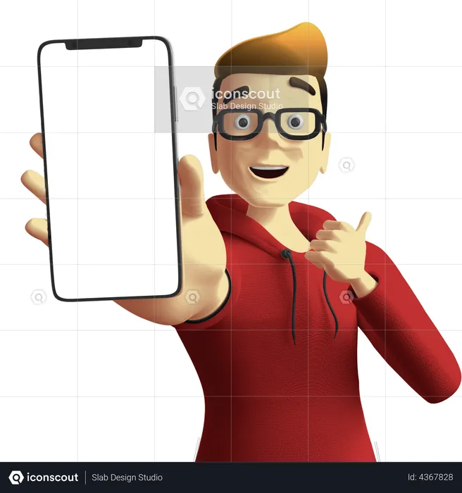 Homme montrant un smartphone  3D Illustration