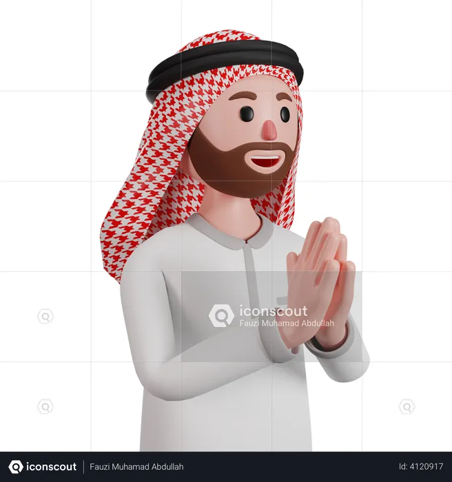 Homme musulman disant namaste  3D Illustration