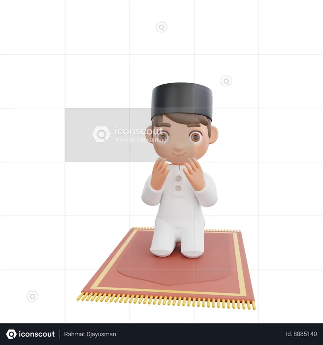 Homme musulman faisant la prière du ramadan  3D Illustration