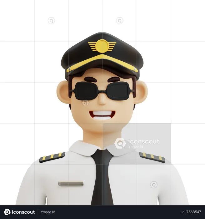 Pilote masculin  3D Icon