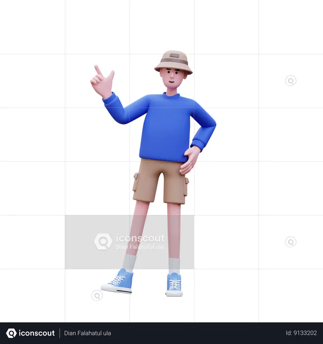 Homme pointant du côté gauche  3D Illustration