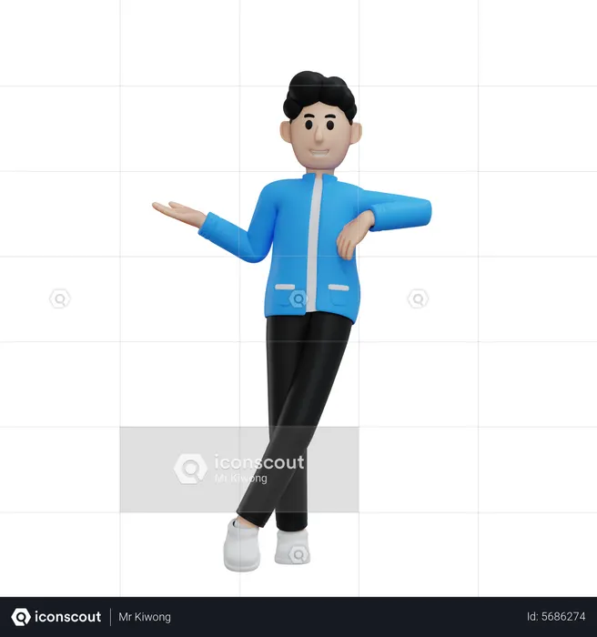 Homme pointant quelque chose sur son côté droit  3D Icon