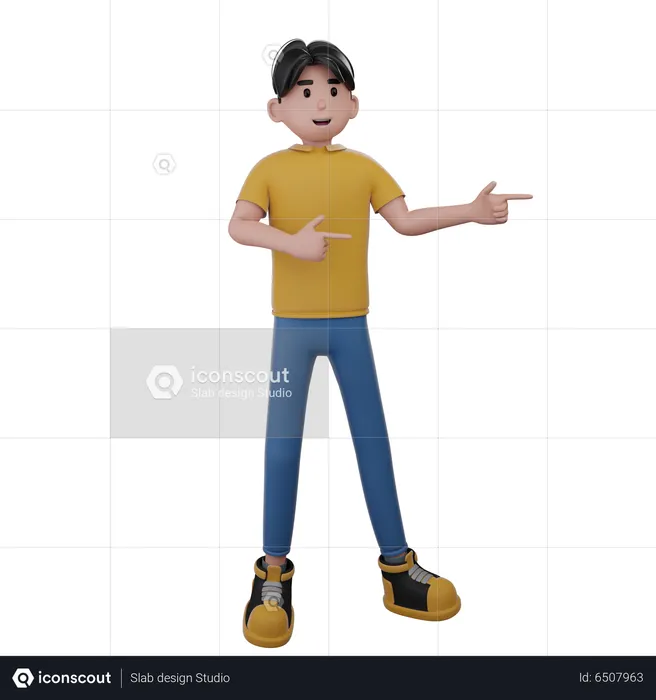 Homme pointant vers la droite  3D Illustration